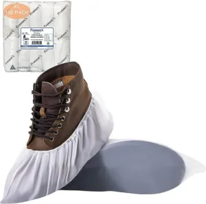 100/Pack - White CPE Shoe Cover with Anti-Skid Bottom