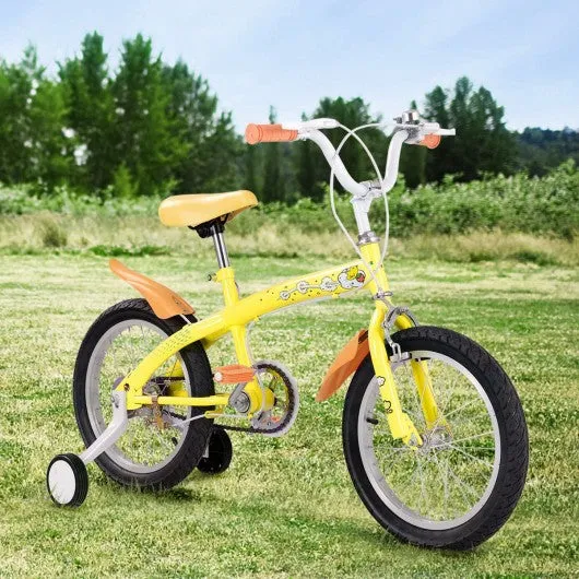 16" Outdoor Sports Kids Bicycle with Training Wheels Bell-Yellow