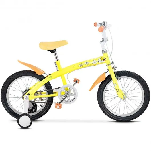 16" Outdoor Sports Kids Bicycle with Training Wheels Bell-Yellow