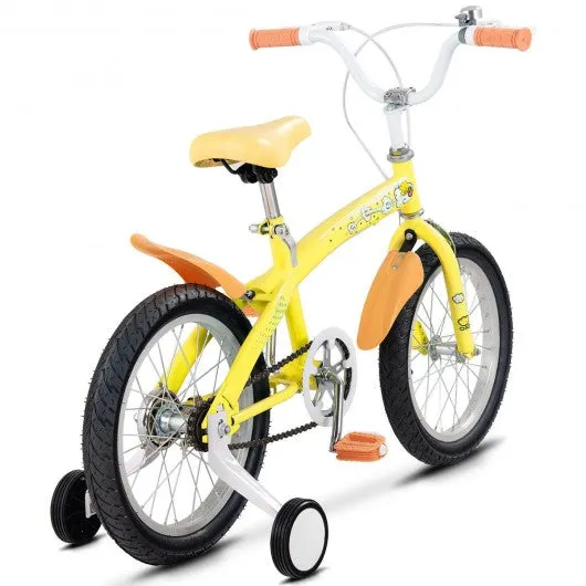 16" Outdoor Sports Kids Bicycle with Training Wheels Bell-Yellow