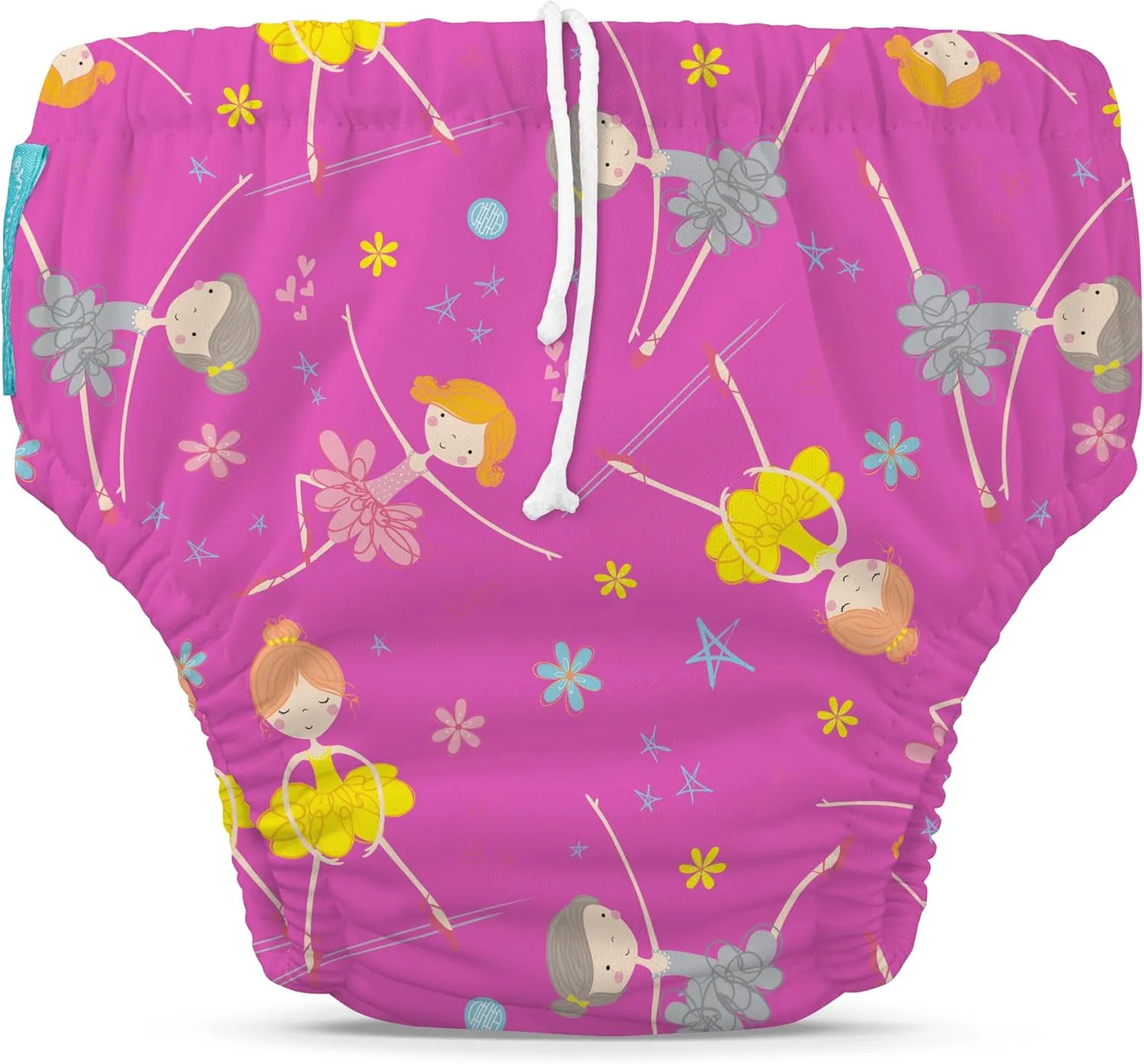 2-in-1 Swim Diaper & Training Pants w/snaps Diva Ballerina Pink Large