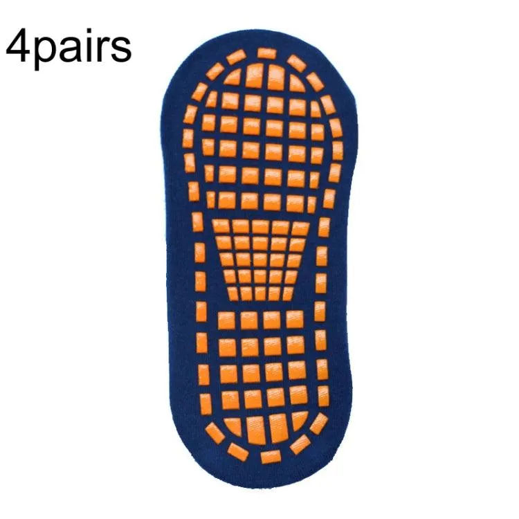 4 Pairs of Non-Slip Yoga and Trampoline Socks with Dotted Rubber Grip