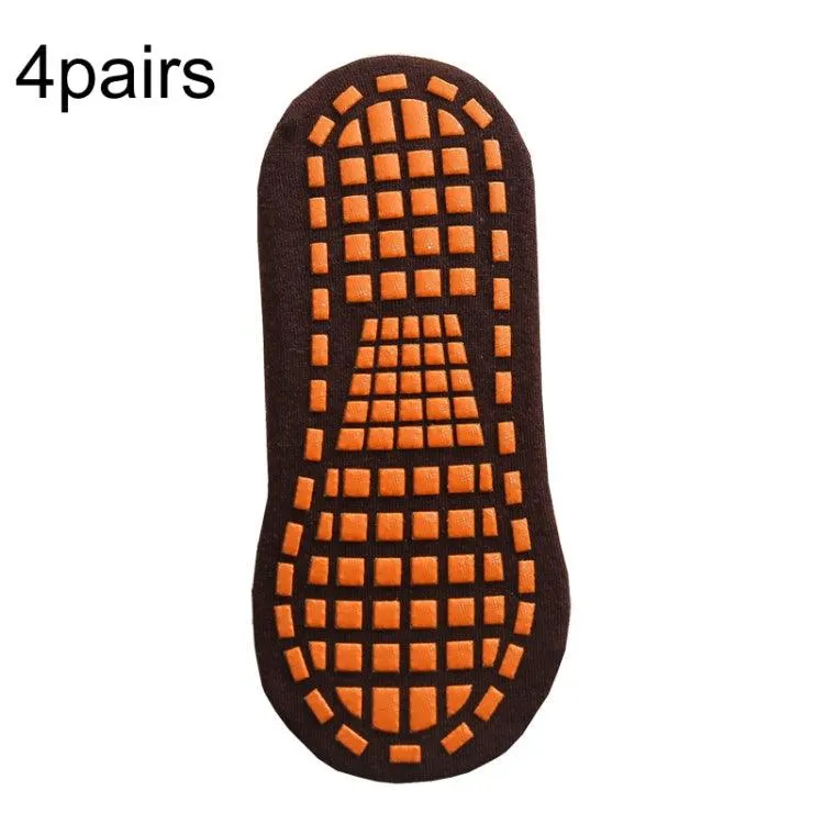 4 Pairs of Non-Slip Yoga and Trampoline Socks with Dotted Rubber Grip