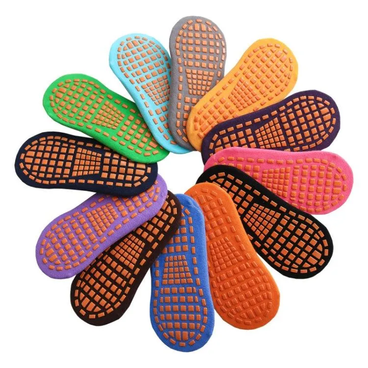 4 Pairs of Non-Slip Yoga and Trampoline Socks with Dotted Rubber Grip