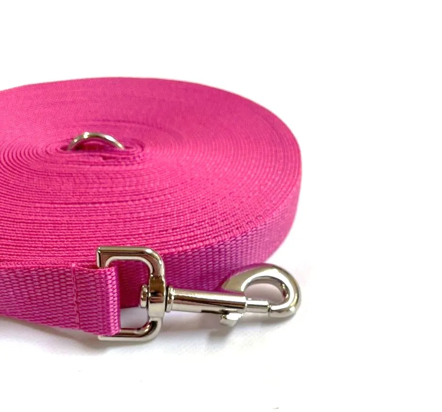 40ft - 100ft Long Dog Training Leads Obedience Recall Walking Leash Puppy In 20mm Webbing 19 Colours