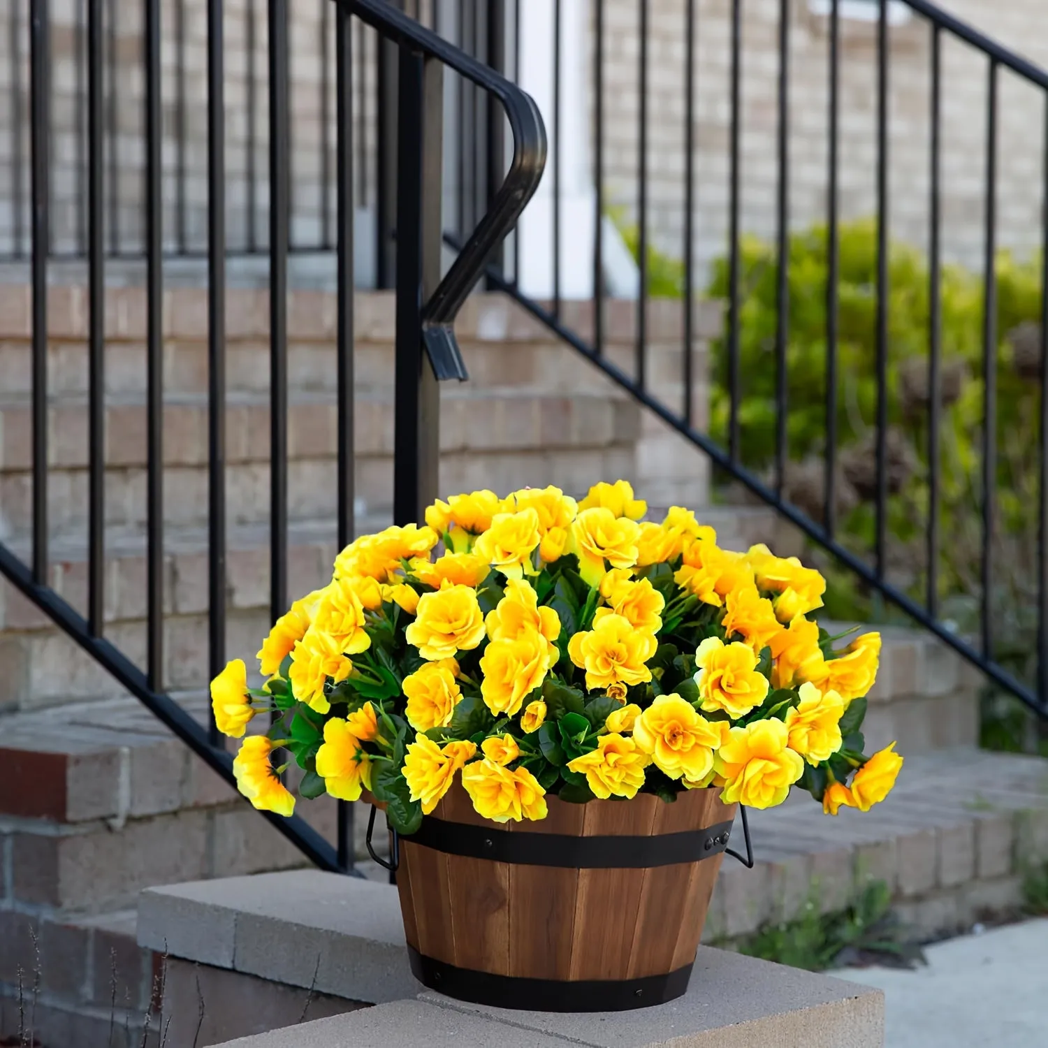 4pcs UV-Resistant Silk Yellow Camellia Flowers - Lifelike Outdoor Decor for Pots, Porch, Patio, Balcony & Garden, for Spring