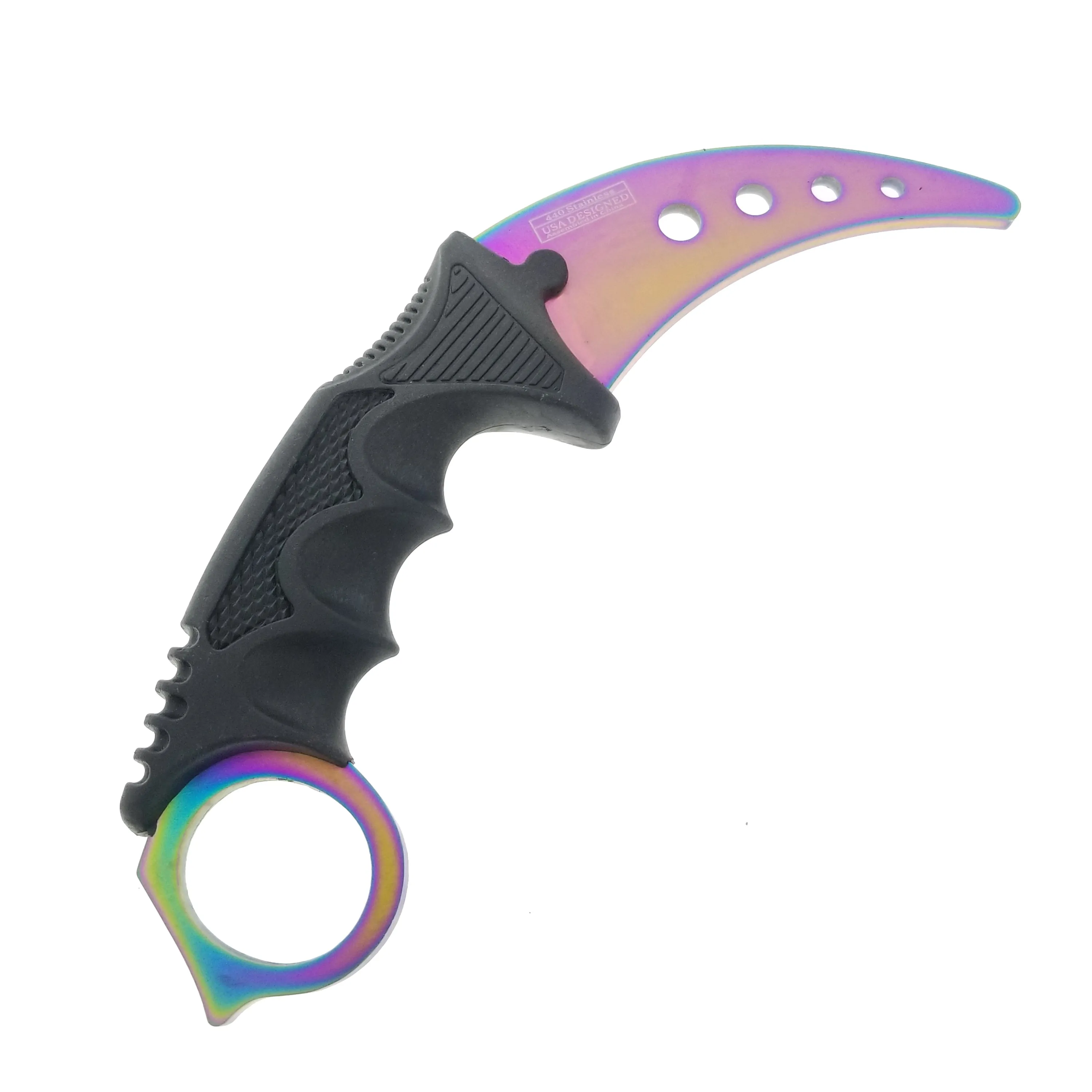 7 1/2" Rainbow Karambit Trainer Neck Knife