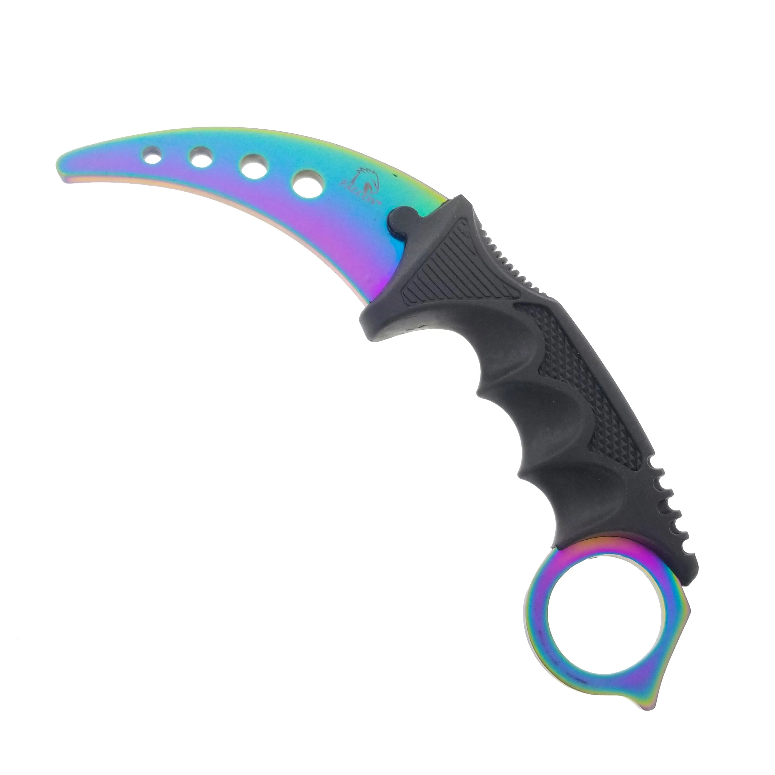 7 1/2" Rainbow Karambit Trainer Neck Knife