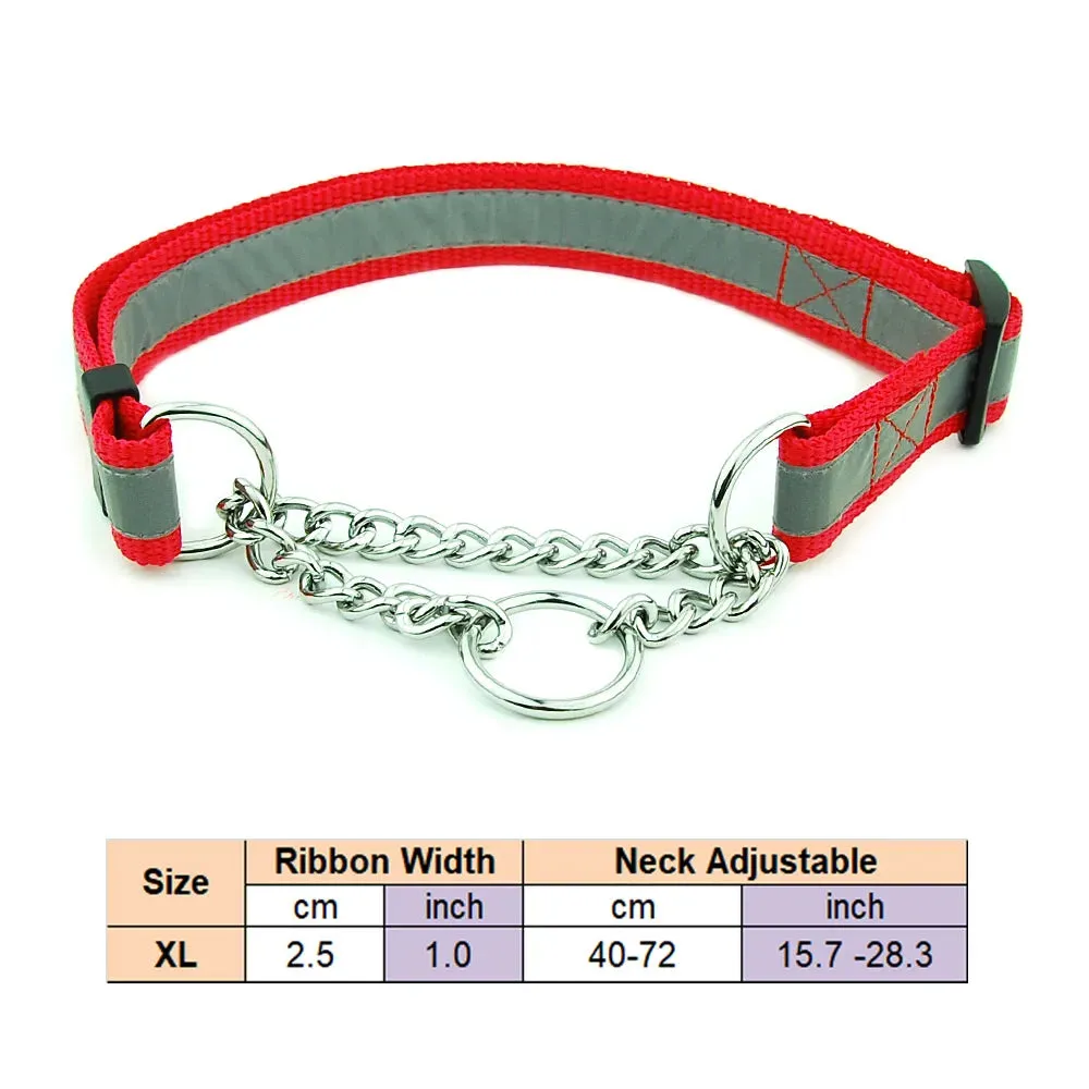 Adjustable Collar for Large Dogs Nylon Pet Dog Slip Pinch Collar Dog Training Accessories Dog Collar with Welded Link Chain