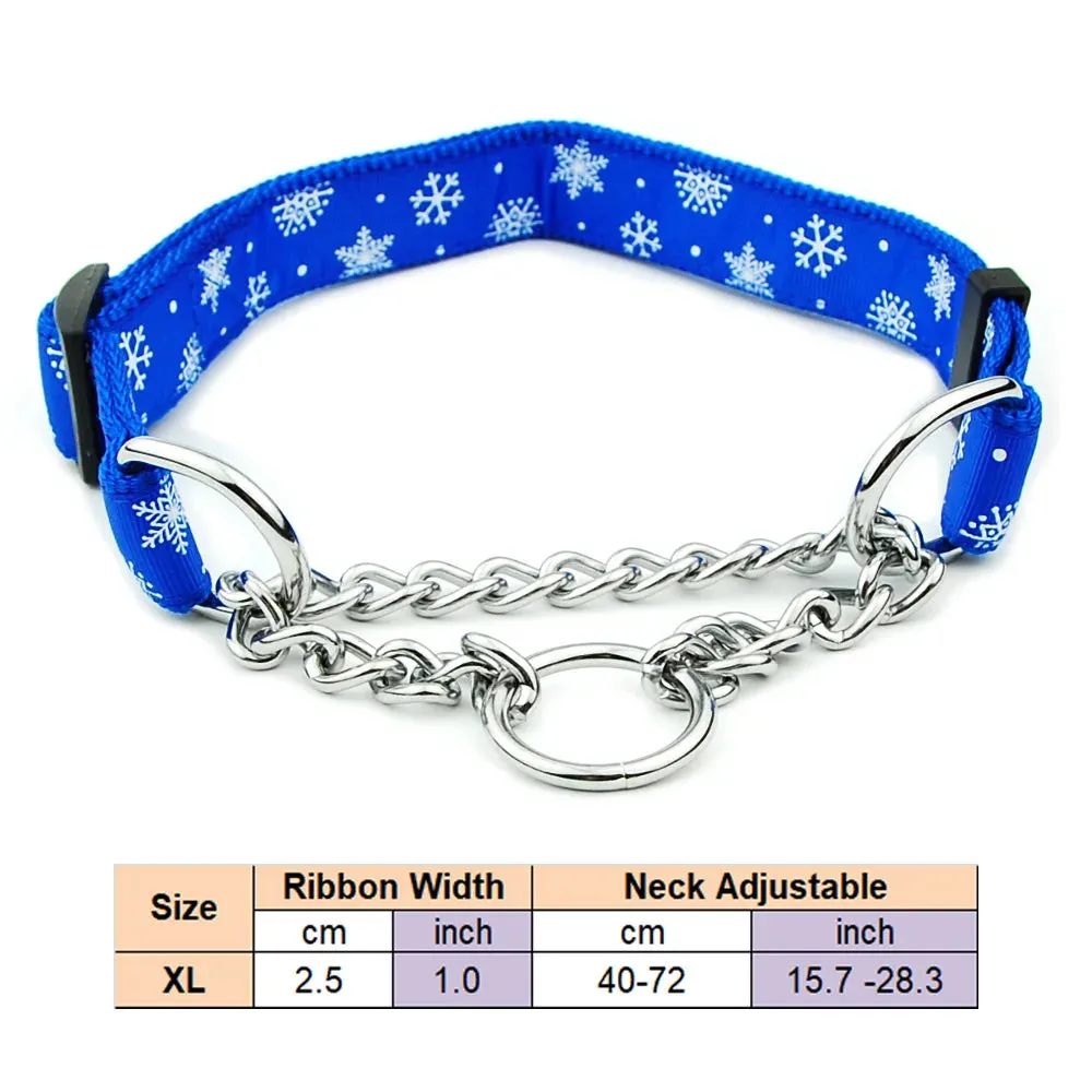 Adjustable Collar for Large Dogs Nylon Pet Dog Slip Pinch Collar Dog Training Accessories Dog Collar with Welded Link Chain