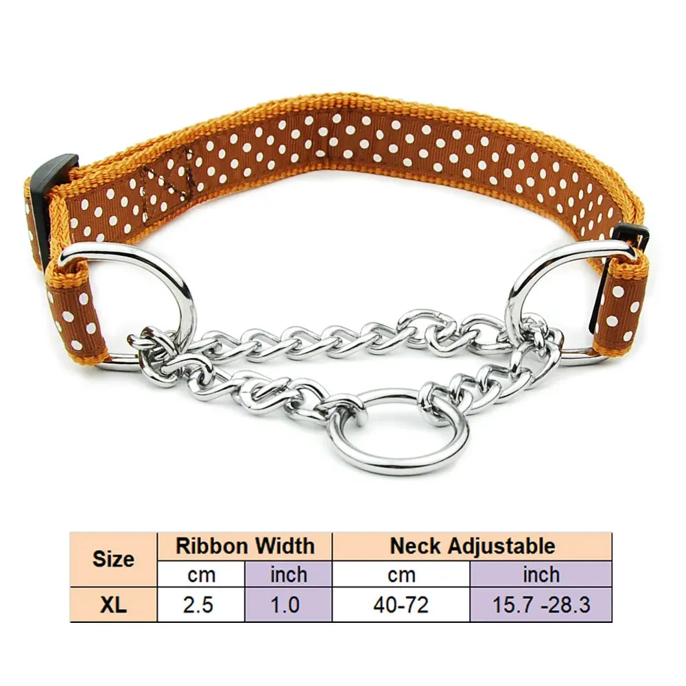 Adjustable Collar for Large Dogs Nylon Pet Dog Slip Pinch Collar Dog Training Accessories Dog Collar with Welded Link Chain