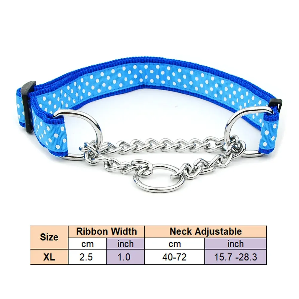 Adjustable Collar for Large Dogs Nylon Pet Dog Slip Pinch Collar Dog Training Accessories Dog Collar with Welded Link Chain