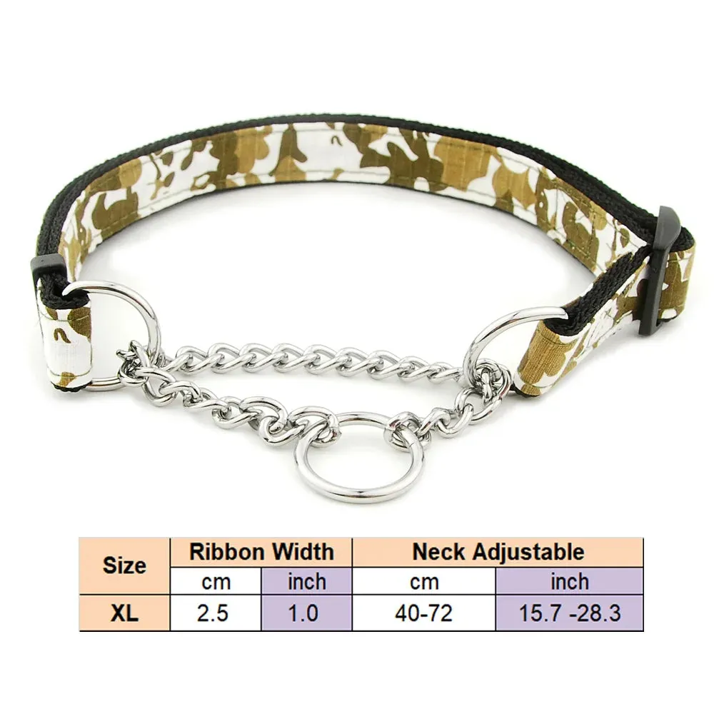 Adjustable Collar for Large Dogs Nylon Pet Dog Slip Pinch Collar Dog Training Accessories Dog Collar with Welded Link Chain