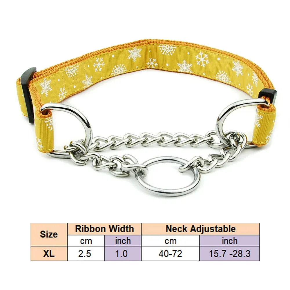 Adjustable Collar for Large Dogs Nylon Pet Dog Slip Pinch Collar Dog Training Accessories Dog Collar with Welded Link Chain