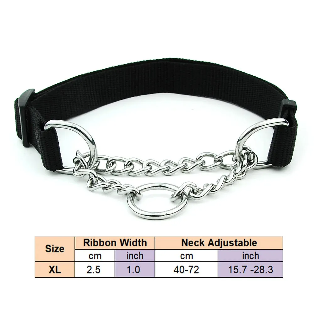 Adjustable Collar for Large Dogs Nylon Pet Dog Slip Pinch Collar Dog Training Accessories Dog Collar with Welded Link Chain