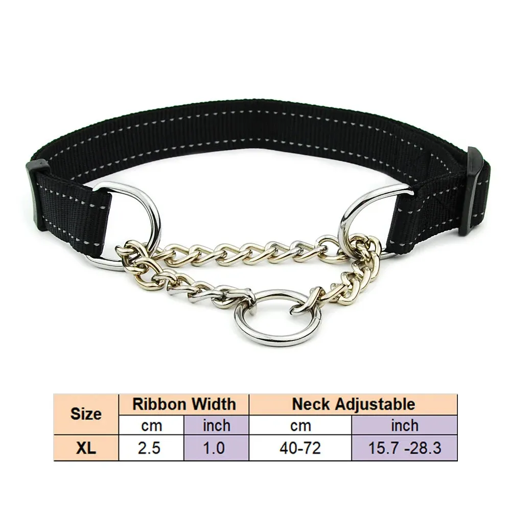 Adjustable Collar for Large Dogs Nylon Pet Dog Slip Pinch Collar Dog Training Accessories Dog Collar with Welded Link Chain