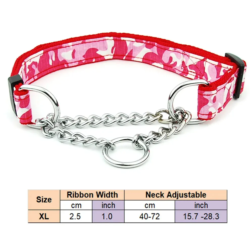 Adjustable Collar for Large Dogs Nylon Pet Dog Slip Pinch Collar Dog Training Accessories Dog Collar with Welded Link Chain