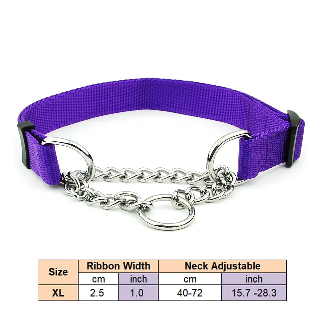 Adjustable Collar for Large Dogs Nylon Pet Dog Slip Pinch Collar Dog Training Accessories Dog Collar with Welded Link Chain