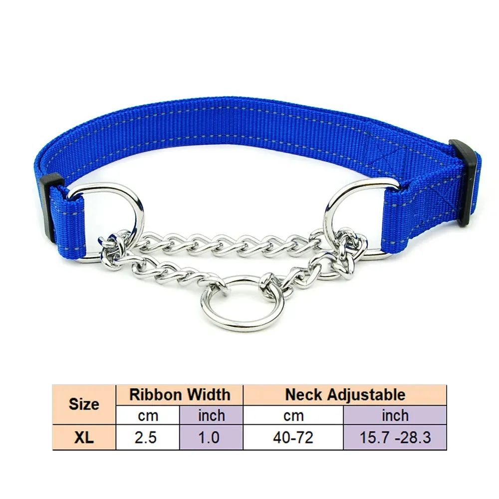 Adjustable Collar for Large Dogs Nylon Pet Dog Slip Pinch Collar Dog Training Accessories Dog Collar with Welded Link Chain