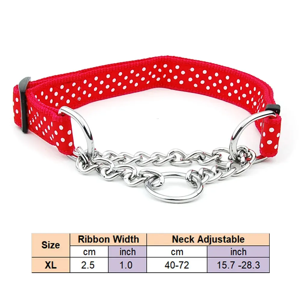 Adjustable Collar for Large Dogs Nylon Pet Dog Slip Pinch Collar Dog Training Accessories Dog Collar with Welded Link Chain