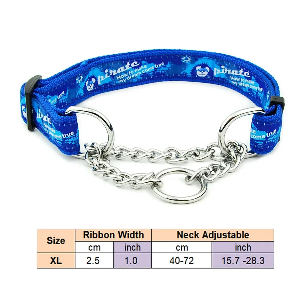 Adjustable Collar for Large Dogs Nylon Pet Dog Slip Pinch Collar Dog Training Accessories Dog Collar with Welded Link Chain