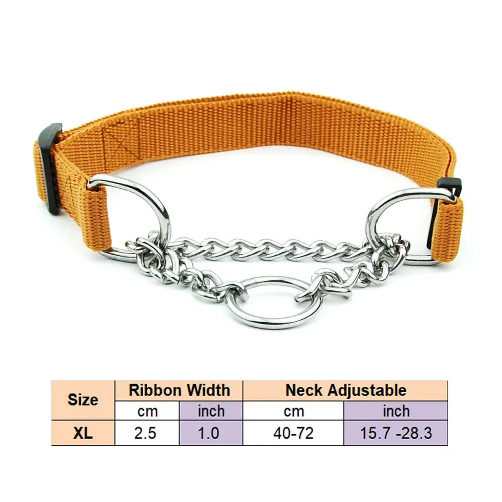 Adjustable Collar for Large Dogs Nylon Pet Dog Slip Pinch Collar Dog Training Accessories Dog Collar with Welded Link Chain