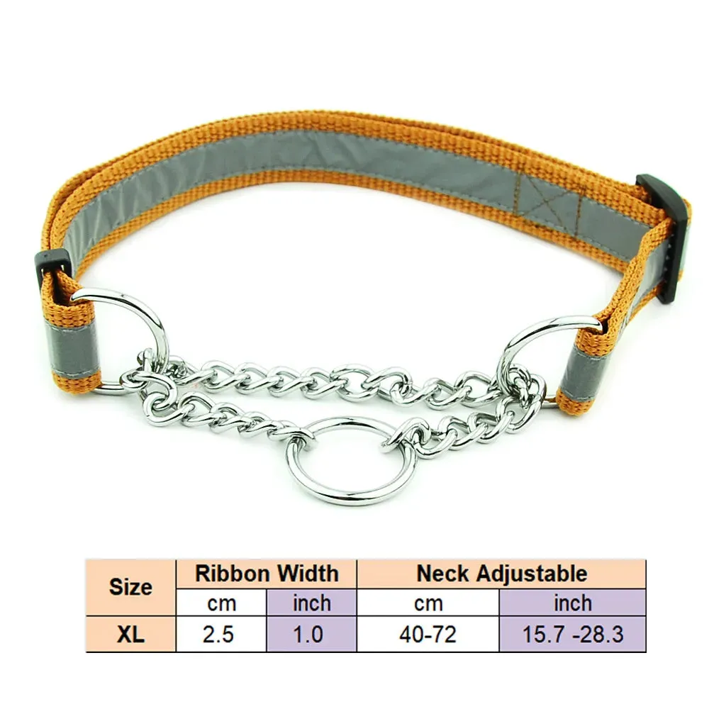 Adjustable Collar for Large Dogs Nylon Pet Dog Slip Pinch Collar Dog Training Accessories Dog Collar with Welded Link Chain