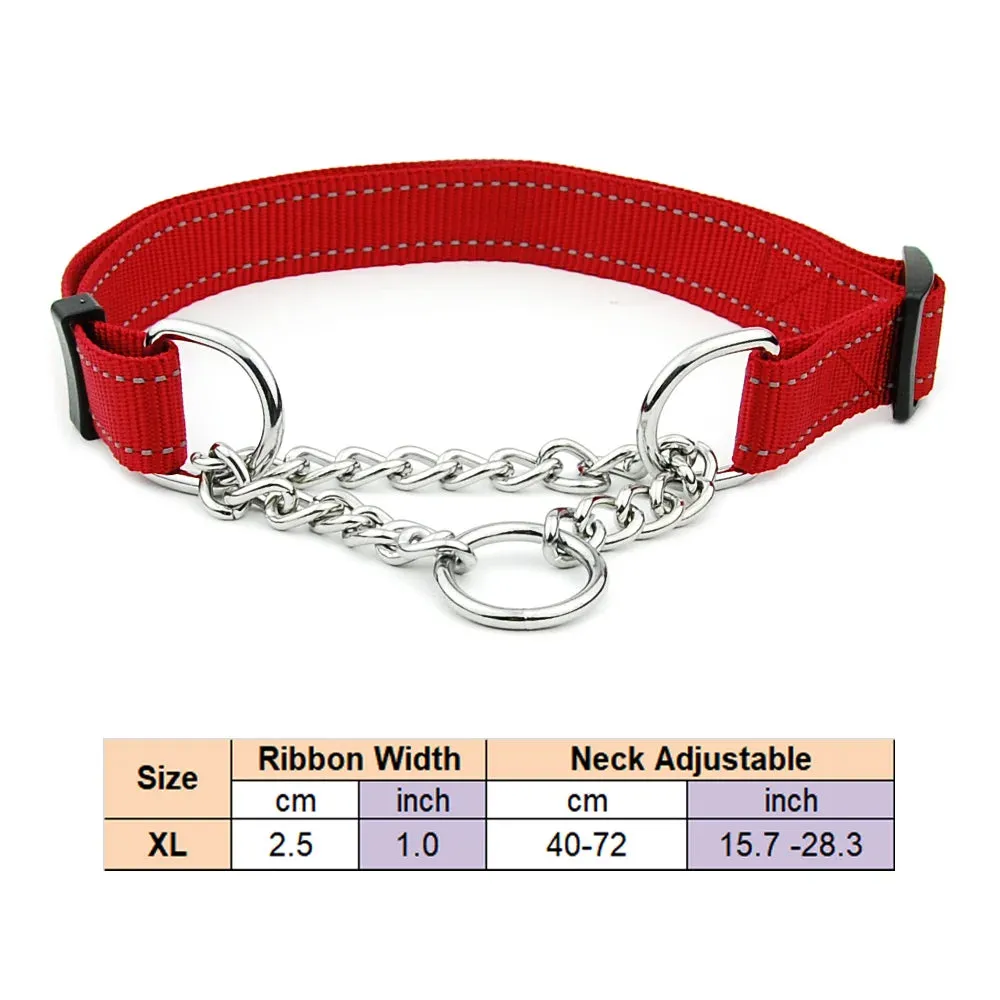 Adjustable Collar for Large Dogs Nylon Pet Dog Slip Pinch Collar Dog Training Accessories Dog Collar with Welded Link Chain