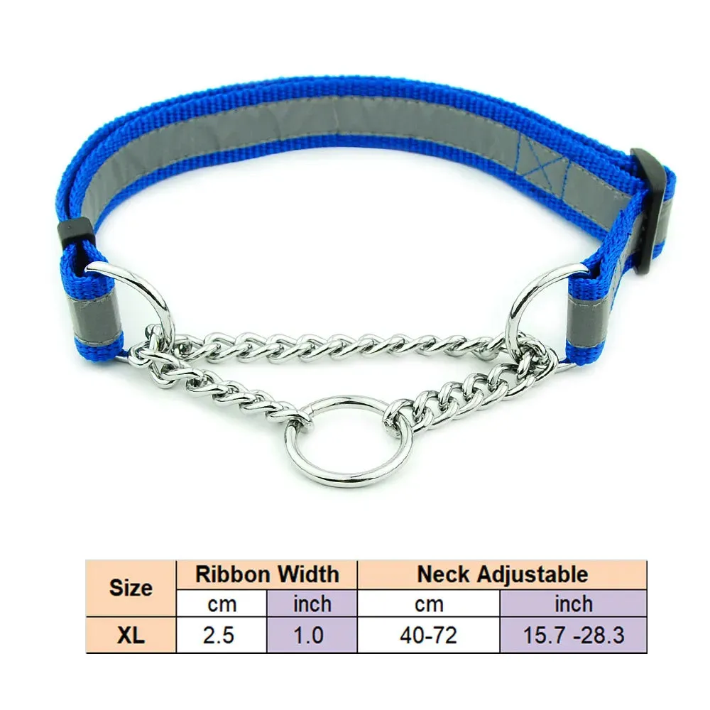 Adjustable Collar for Large Dogs Nylon Pet Dog Slip Pinch Collar Dog Training Accessories Dog Collar with Welded Link Chain