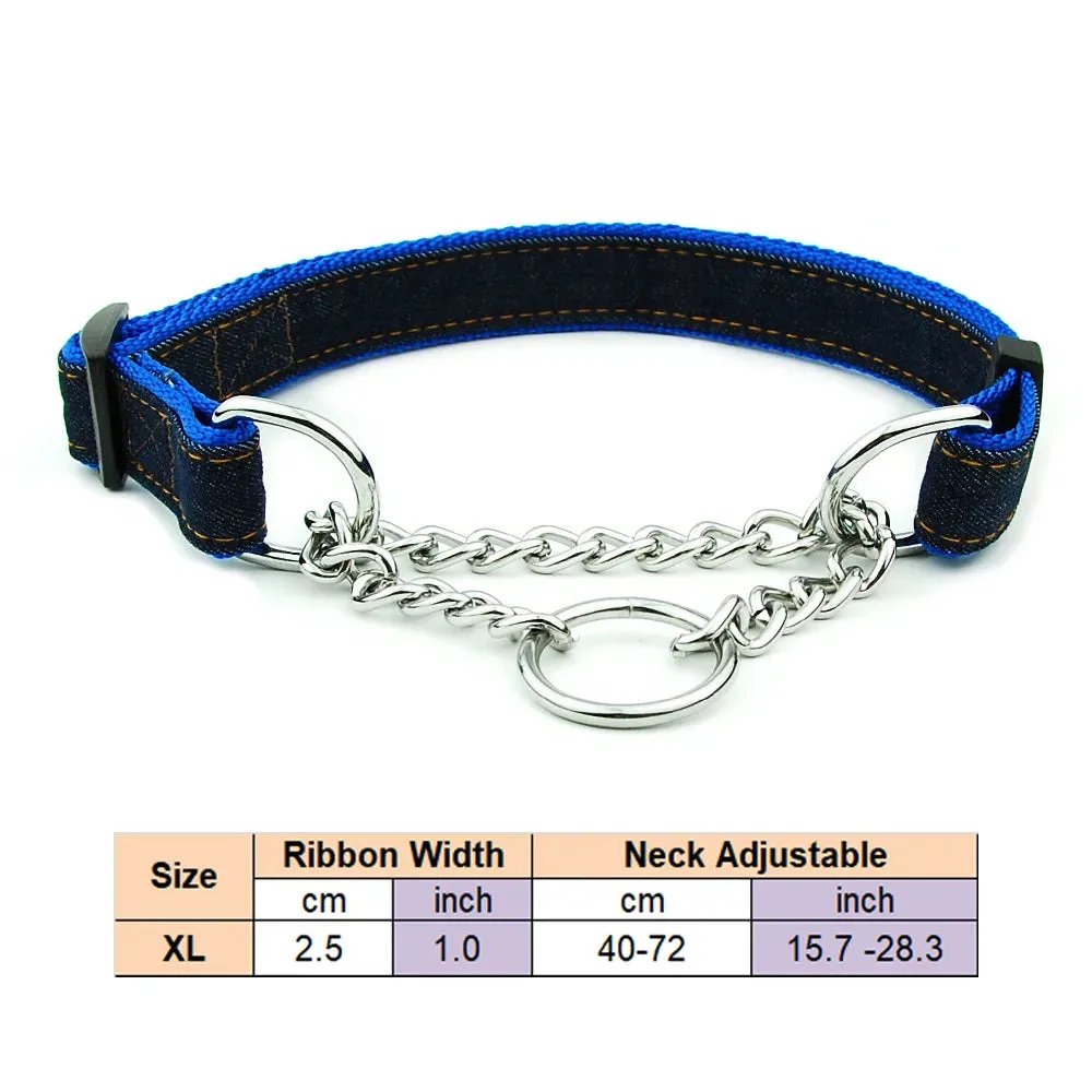 Adjustable Collar for Large Dogs Nylon Pet Dog Slip Pinch Collar Dog Training Accessories Dog Collar with Welded Link Chain