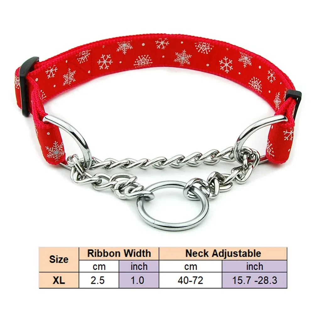 Adjustable Collar for Large Dogs Nylon Pet Dog Slip Pinch Collar Dog Training Accessories Dog Collar with Welded Link Chain