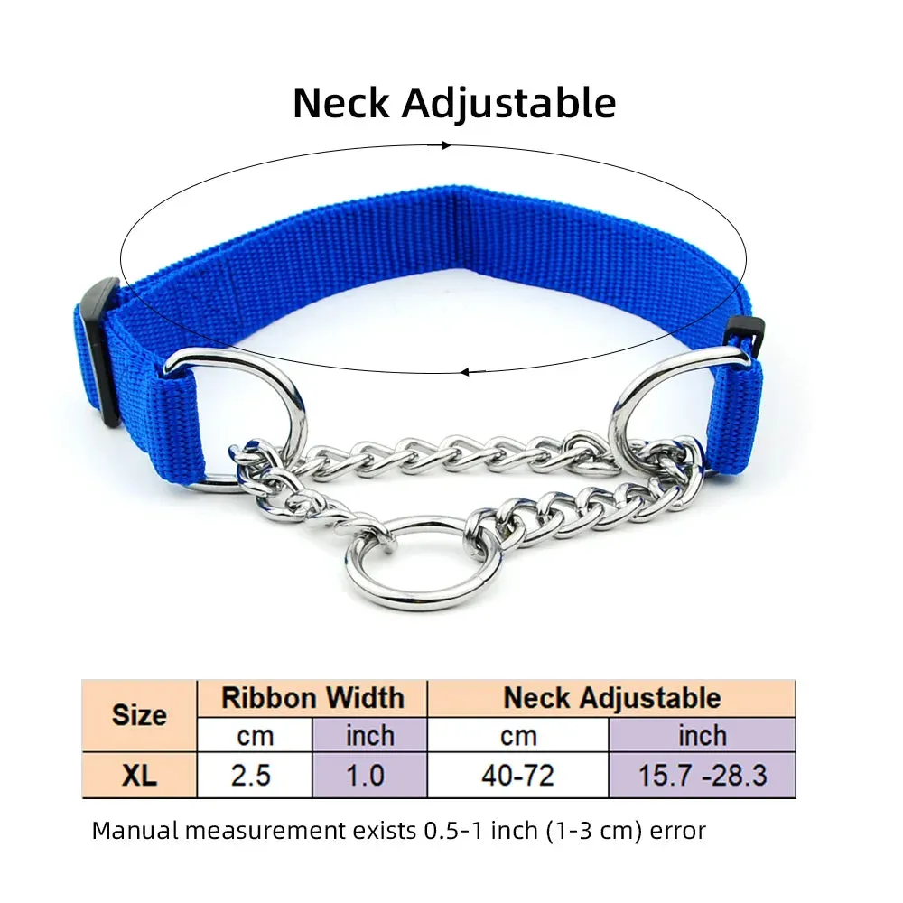 Adjustable Collar for Large Dogs Nylon Pet Dog Slip Pinch Collar Dog Training Accessories Dog Collar with Welded Link Chain