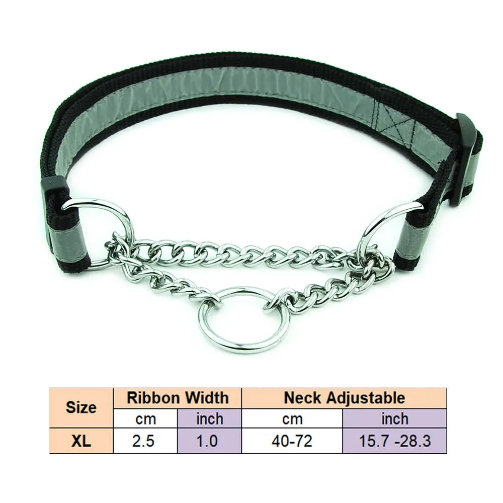 Adjustable Collar for Large Dogs Nylon Pet Dog Slip Pinch Collar Dog Training Accessories Dog Collar with Welded Link Chain