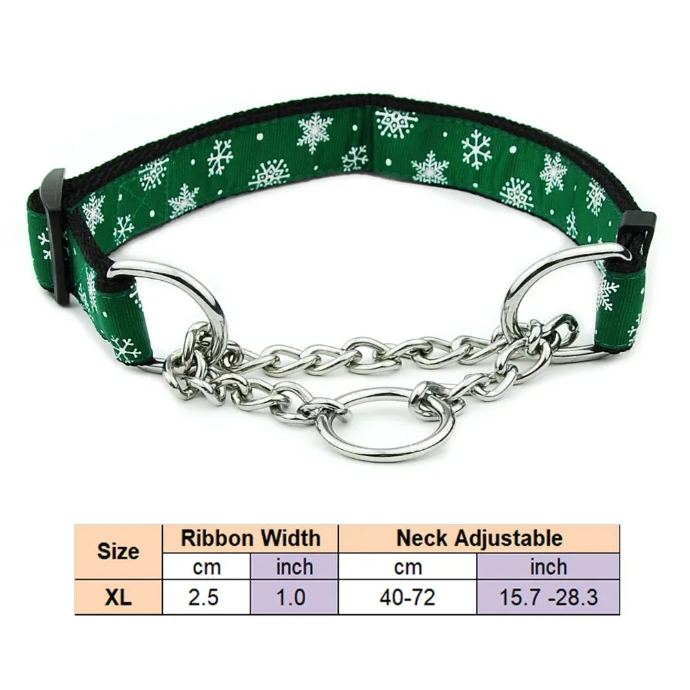 Adjustable Collar for Large Dogs Nylon Pet Dog Slip Pinch Collar Dog Training Accessories Dog Collar with Welded Link Chain