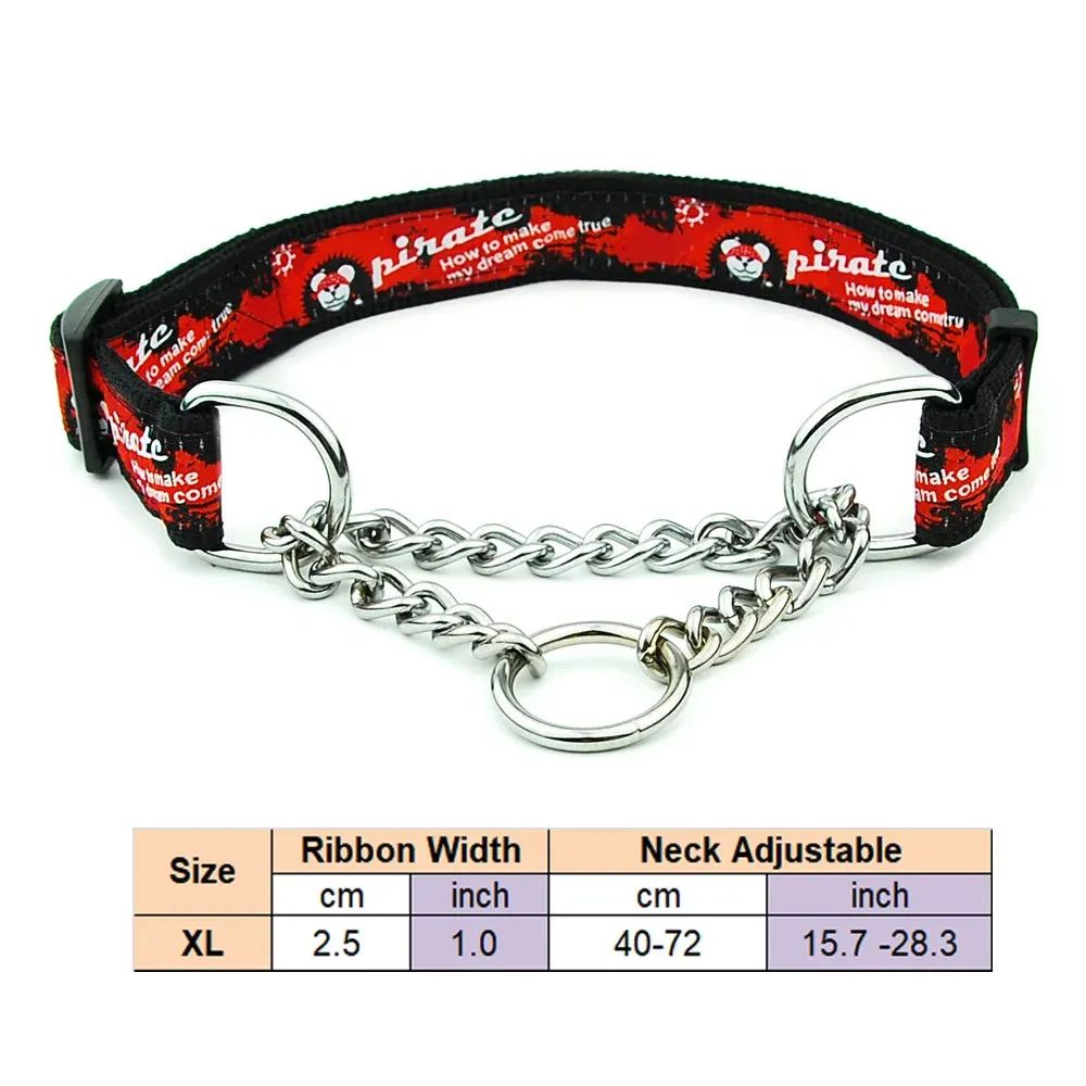 Adjustable Collar for Large Dogs Nylon Pet Dog Slip Pinch Collar Dog Training Accessories Dog Collar with Welded Link Chain