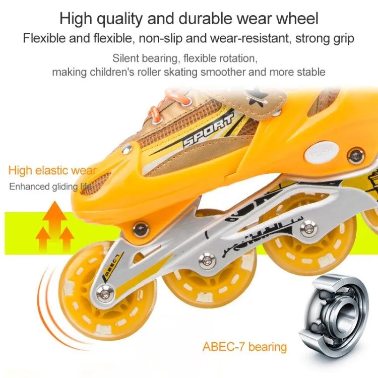 Adjustable Kids Flash Roller Skates Set with Protective Gear and Accessories, Size: S