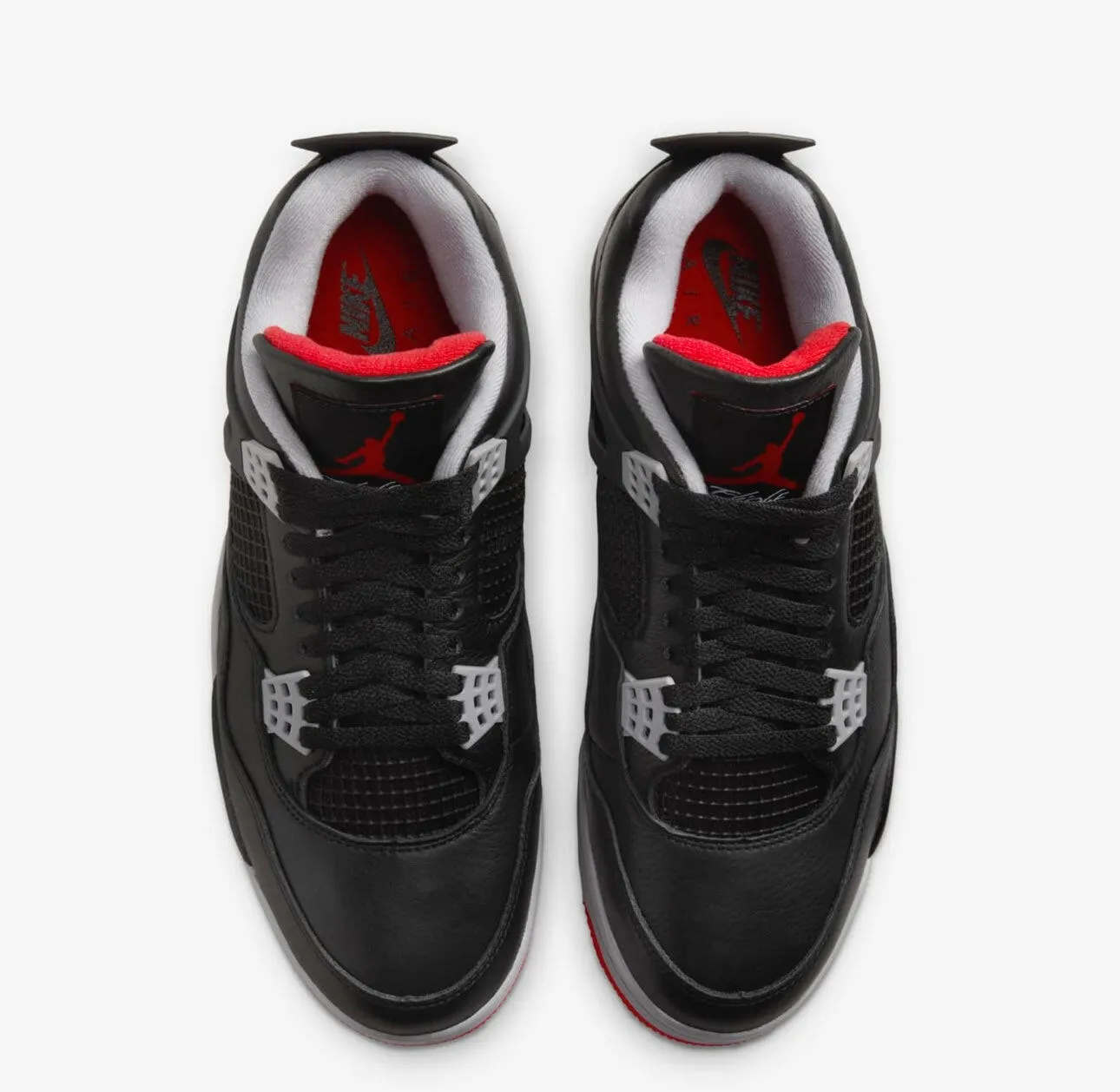 Air Jordan 4 Retro 'Bred Reimagined' Shock Drop Release Black Fire Red Sneakers for Men