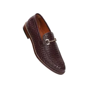 Albie Men's Woven Leather Loafer Burgundy