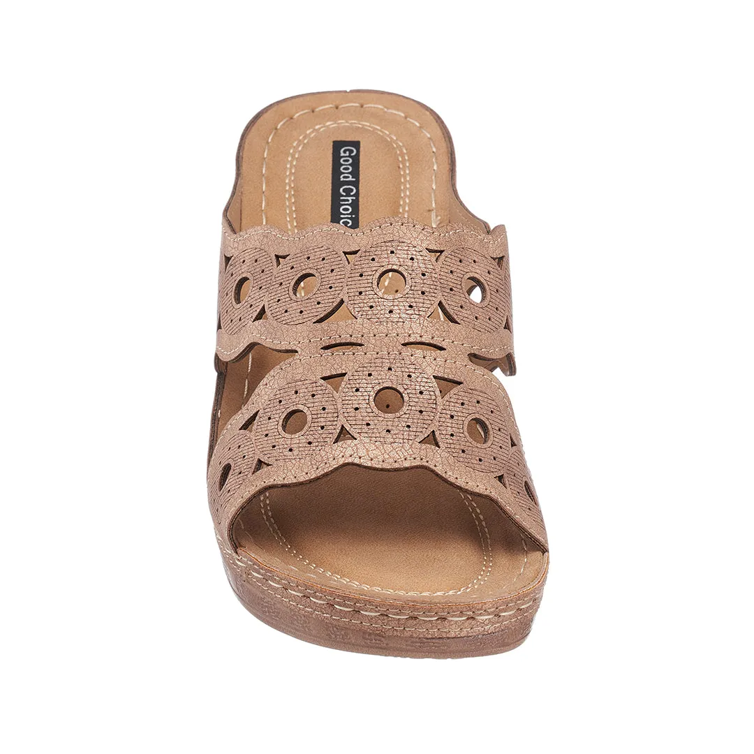 April Bronze Wedge Sandals