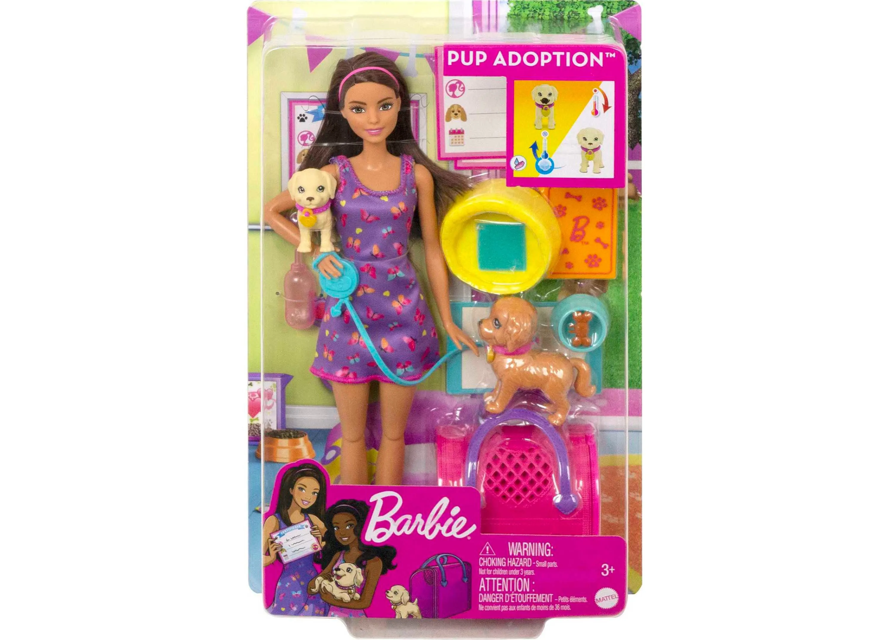 Barbie Pup Adoption Playset with Interactive Color-Change Puppies