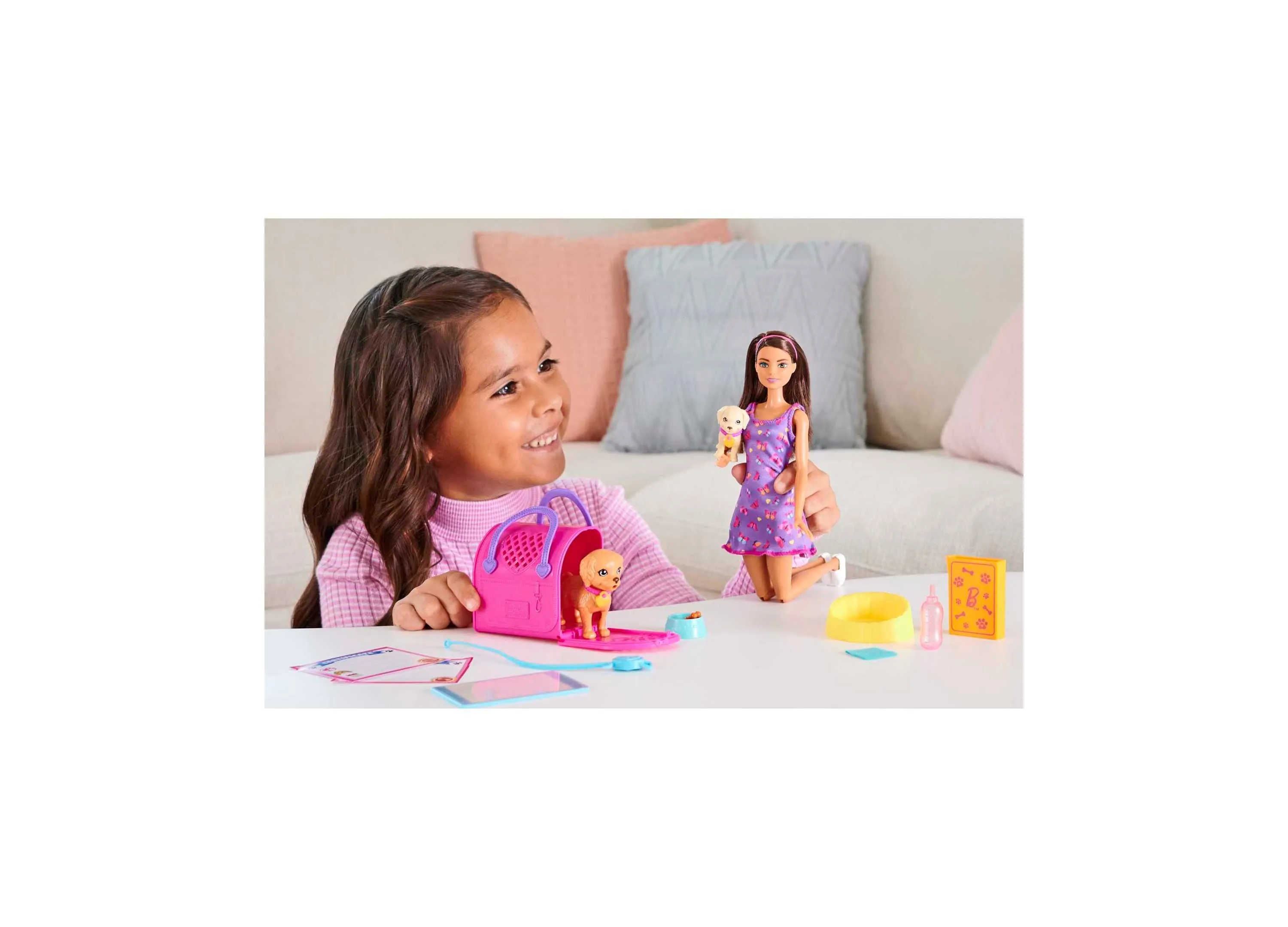 Barbie Pup Adoption Playset with Interactive Color-Change Puppies