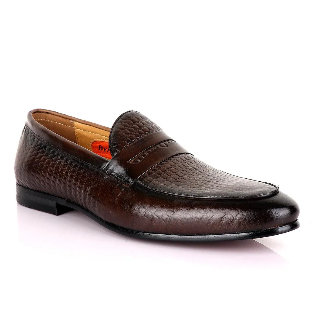 Berluti Crocodile Leather Men's Shoe-Coffee