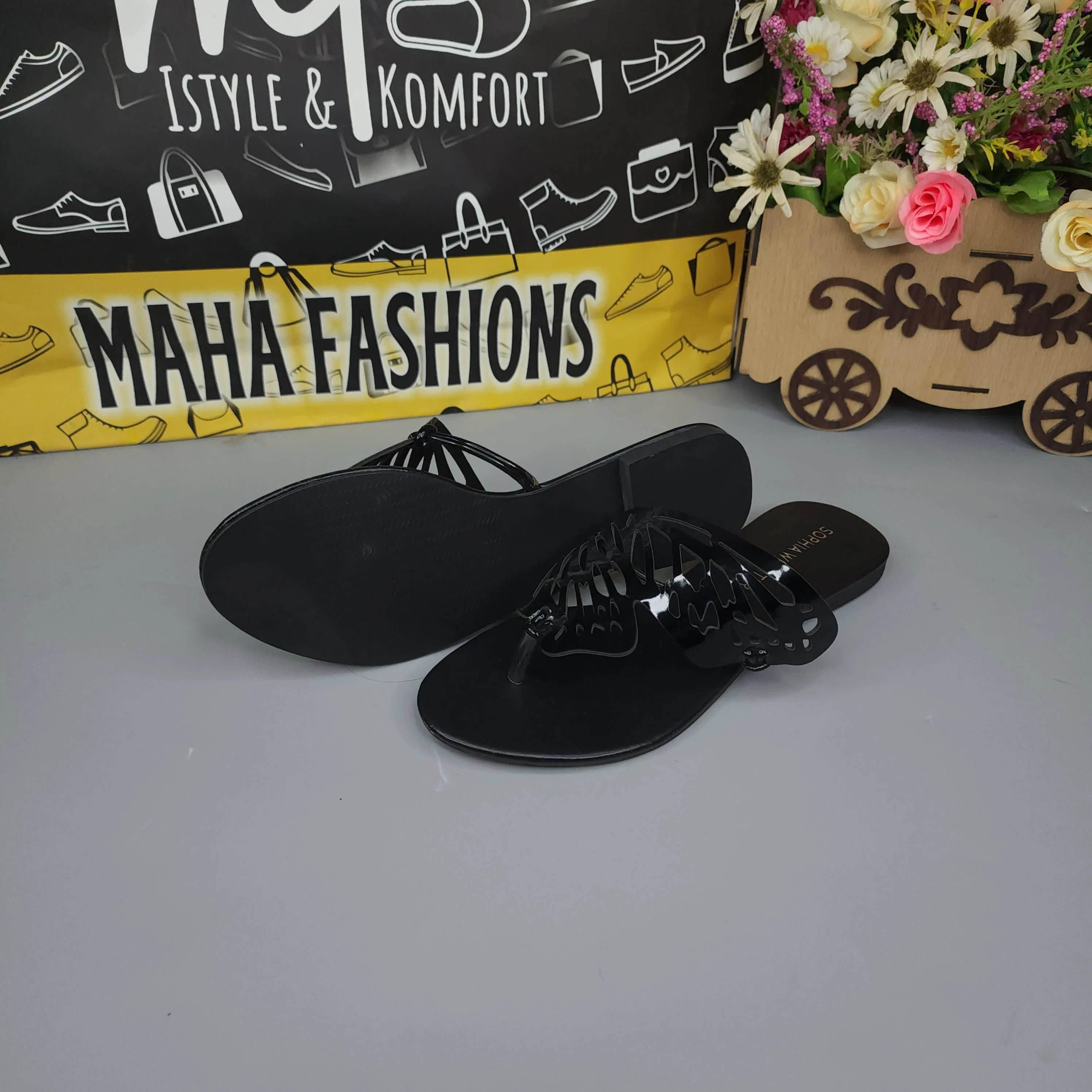 Black Butterfly Slippers