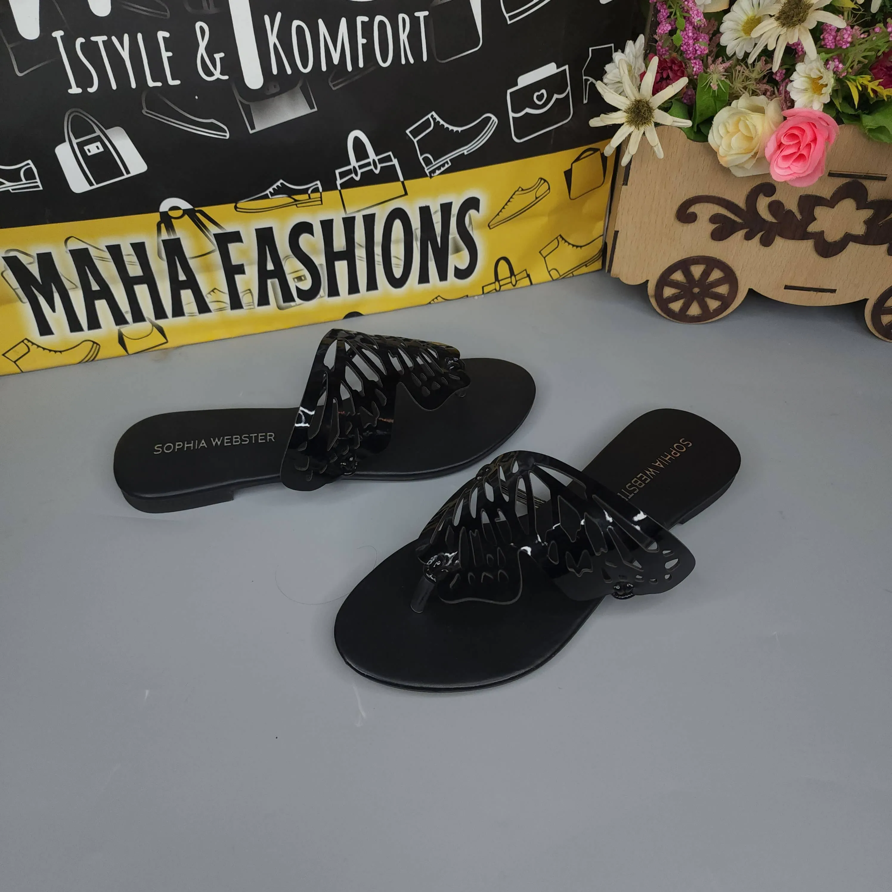 Black Butterfly Slippers