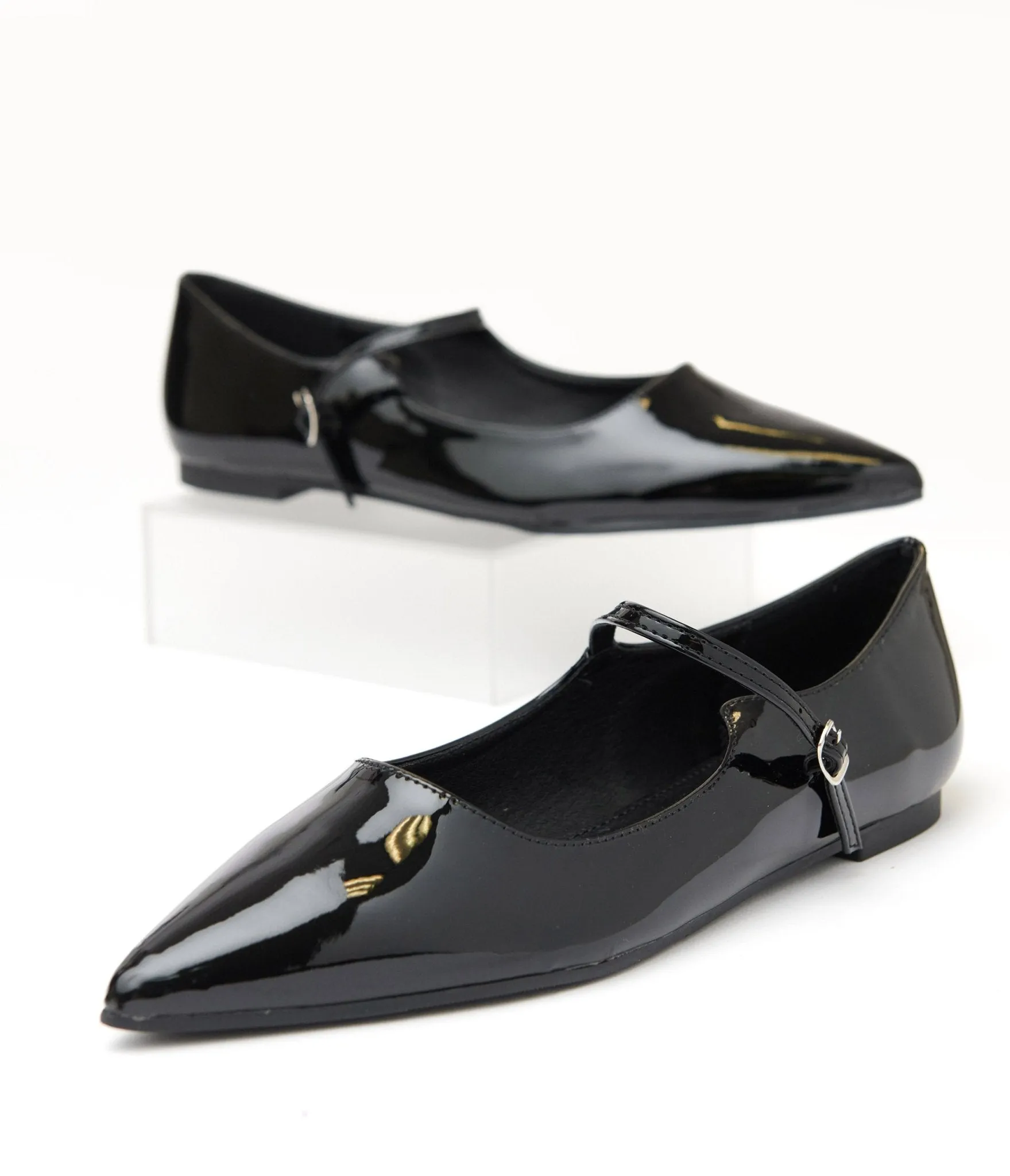 Black Mary Jane Pointed Toe Flats