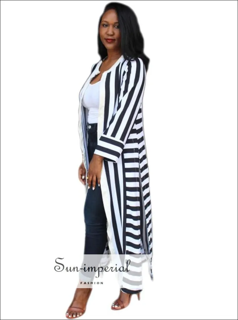 Block Stripe Slit side Kimono