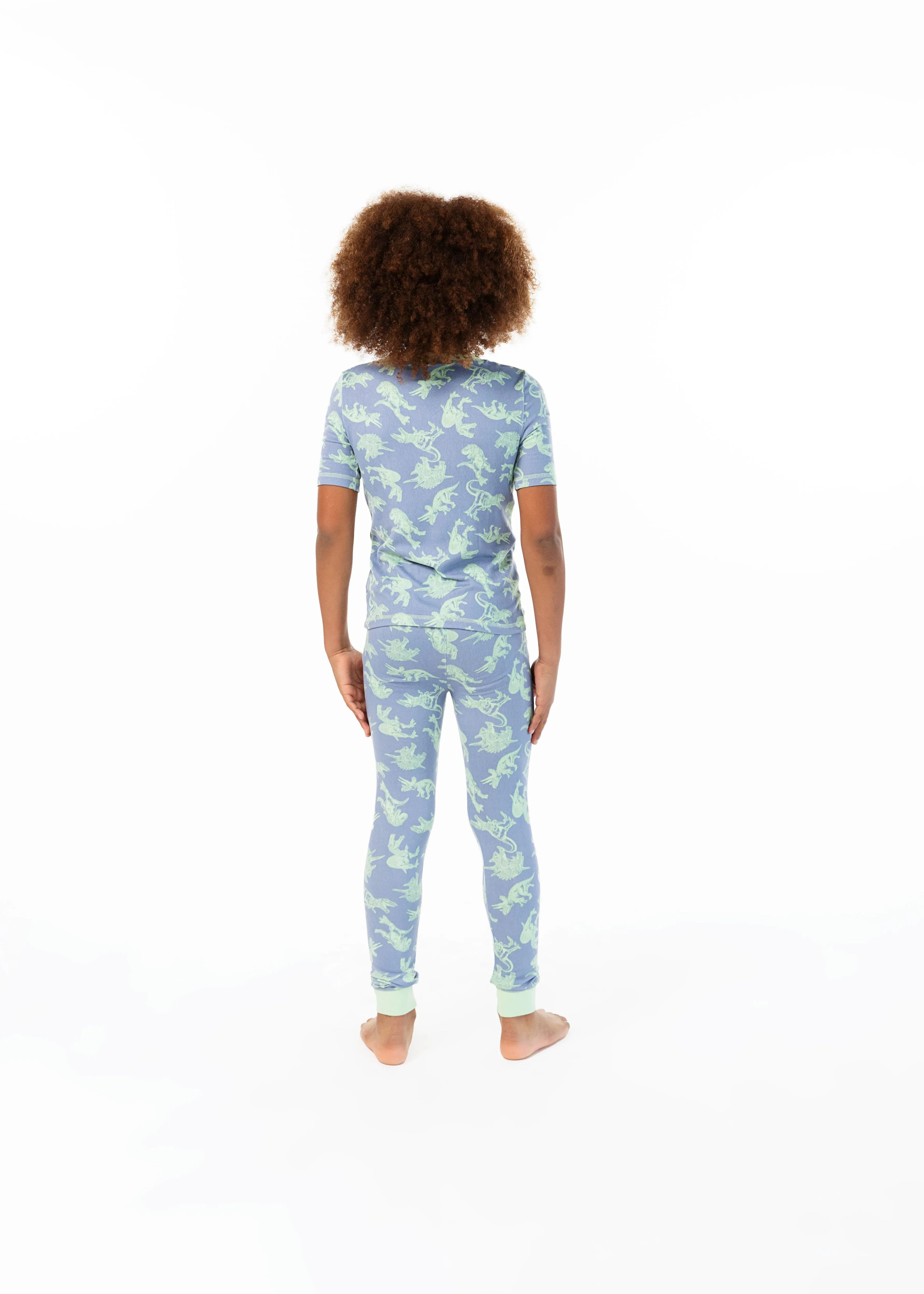 Boys Green Dino Super Soft Snug Fit 2-Piece Pajama Sleep Set