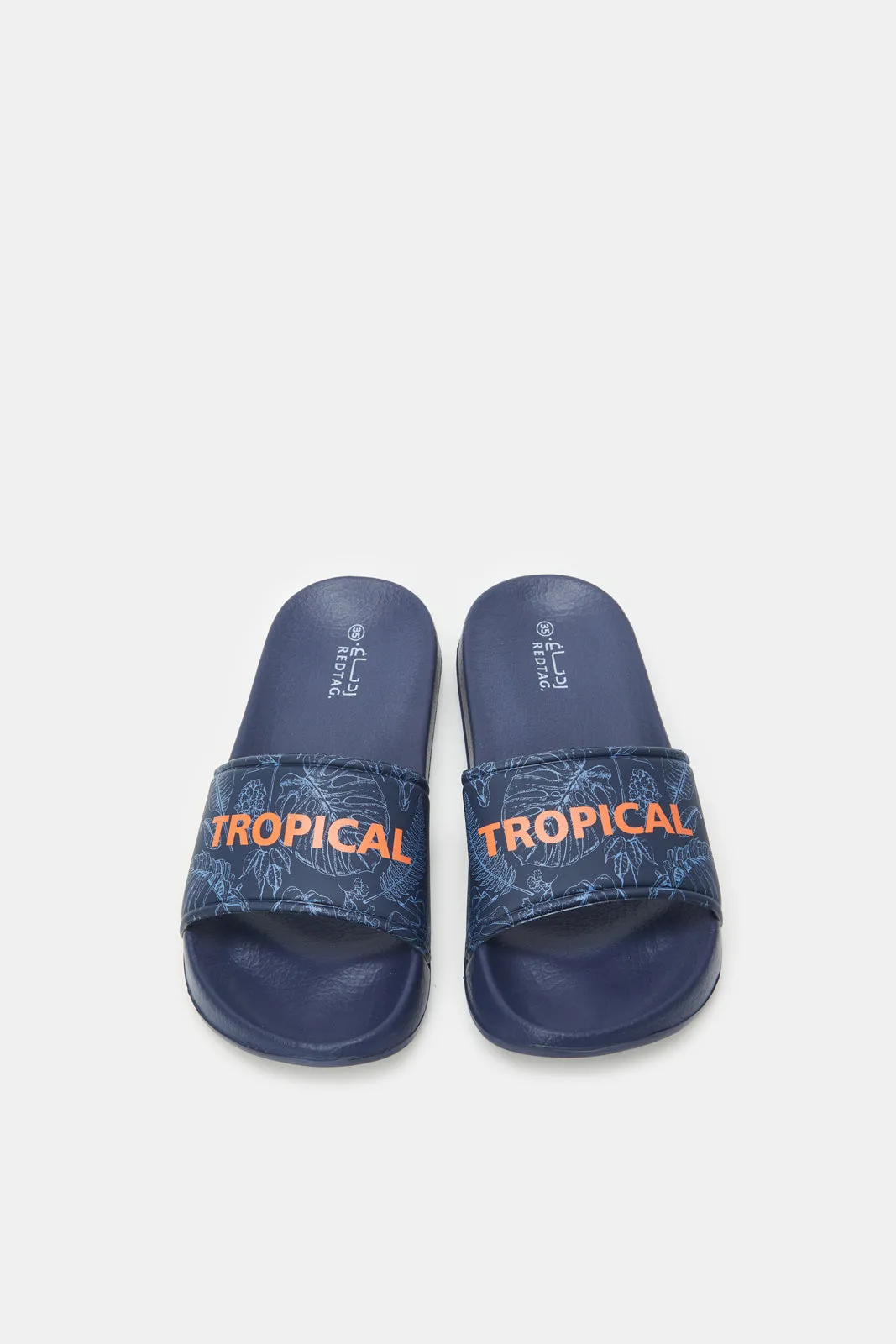 Boys Navy Embossed Slide