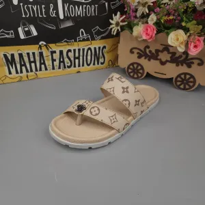 Buckle Beige Slippers