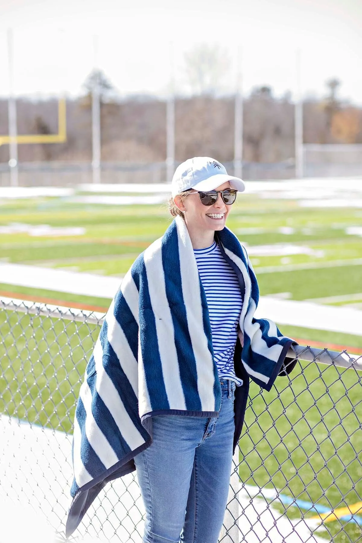 Chappy Wrap x Boathouse Classic Navy Stripe Water Resistant Outdoor Lap Blanket